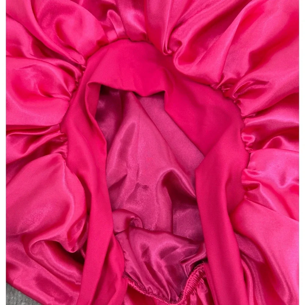 Unbranded Satin Hair Bonnet Women One Size Hot Pink Adjustable Tie Sleep Cap